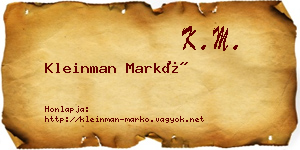 Kleinman Markó névjegykártya